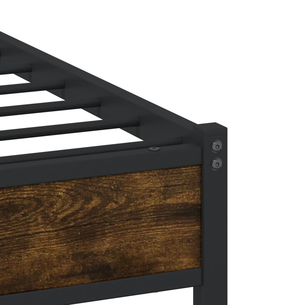 Metal Bed Frame without Mattress Smoked Oak 180x200 cm Super King