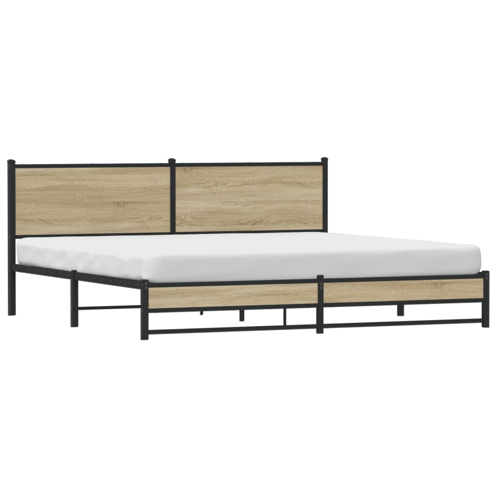 Metal Bed Frame without Mattress Sonoma Oak 193x203 cm