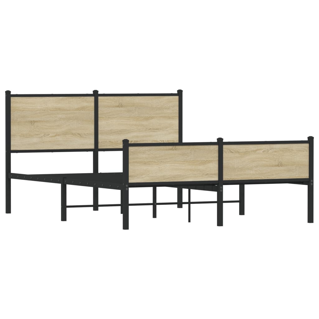 Metal Bed Frame without Mattress Sonoma Oak 150x200 cm King Size