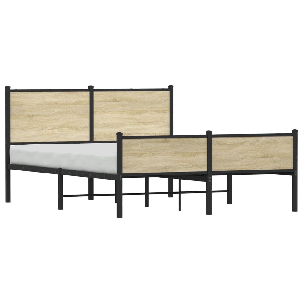 Metal Bed Frame without Mattress Sonoma Oak 150x200 cm King Size
