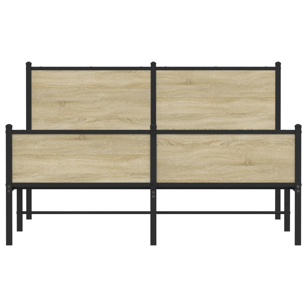 Metal Bed Frame without Mattress Sonoma Oak 150x200 cm King Size
