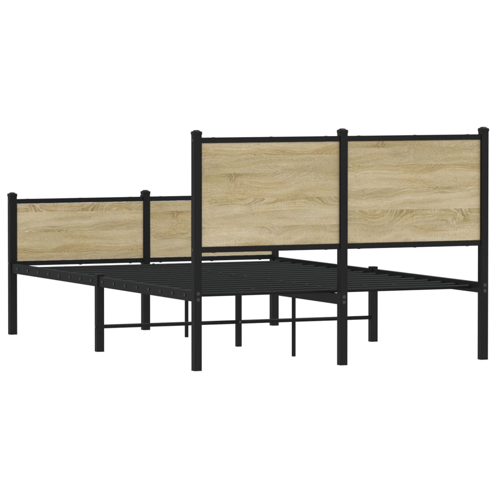Metal Bed Frame without Mattress Sonoma Oak 150x200 cm King Size