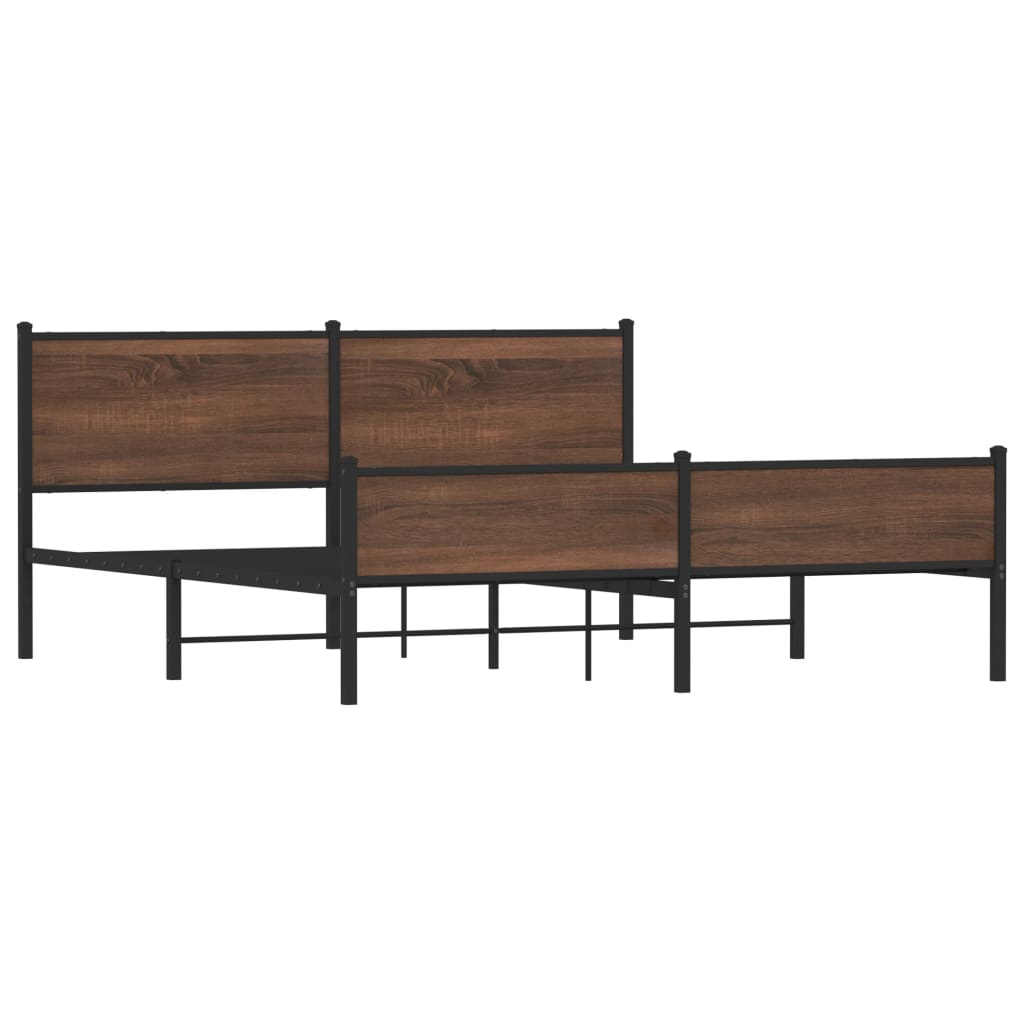 Metal Bed Frame without Mattress Brown Oak 180x200 cm Super King