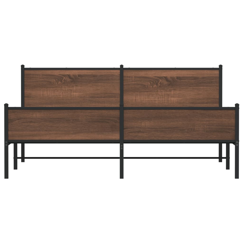 Metal Bed Frame without Mattress Brown Oak 180x200 cm Super King