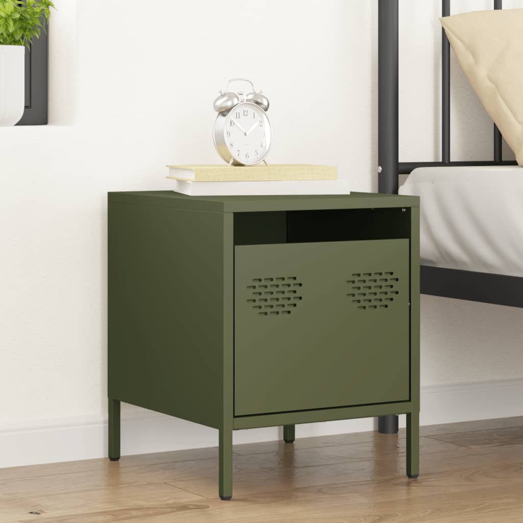 Bedside Cabinet Olive Green 35x39x43.5 cm Steel