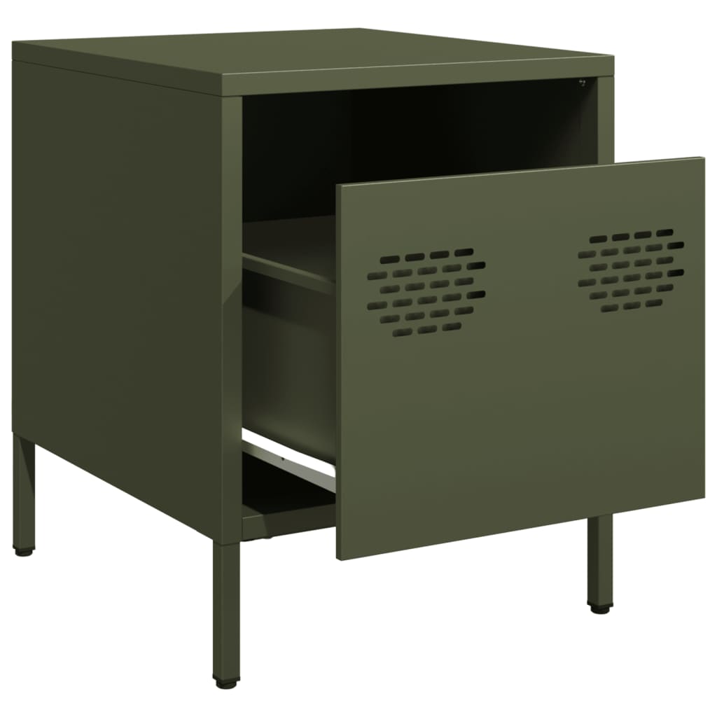 Bedside Cabinets 2 pcs Olive Green 35x39x43.5 cm Steel