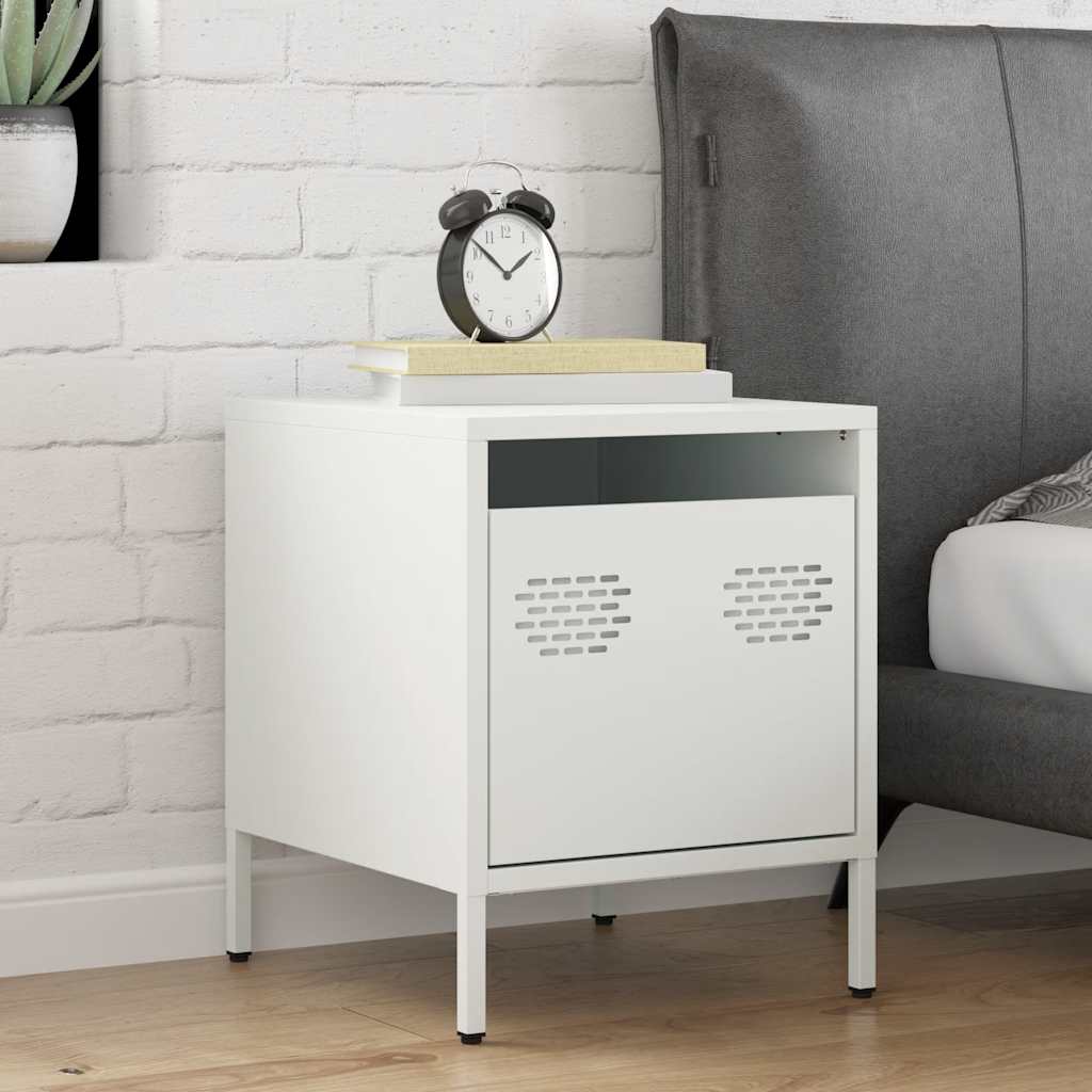 Bedside Cabinet White 35x39x43.5 cm Steel