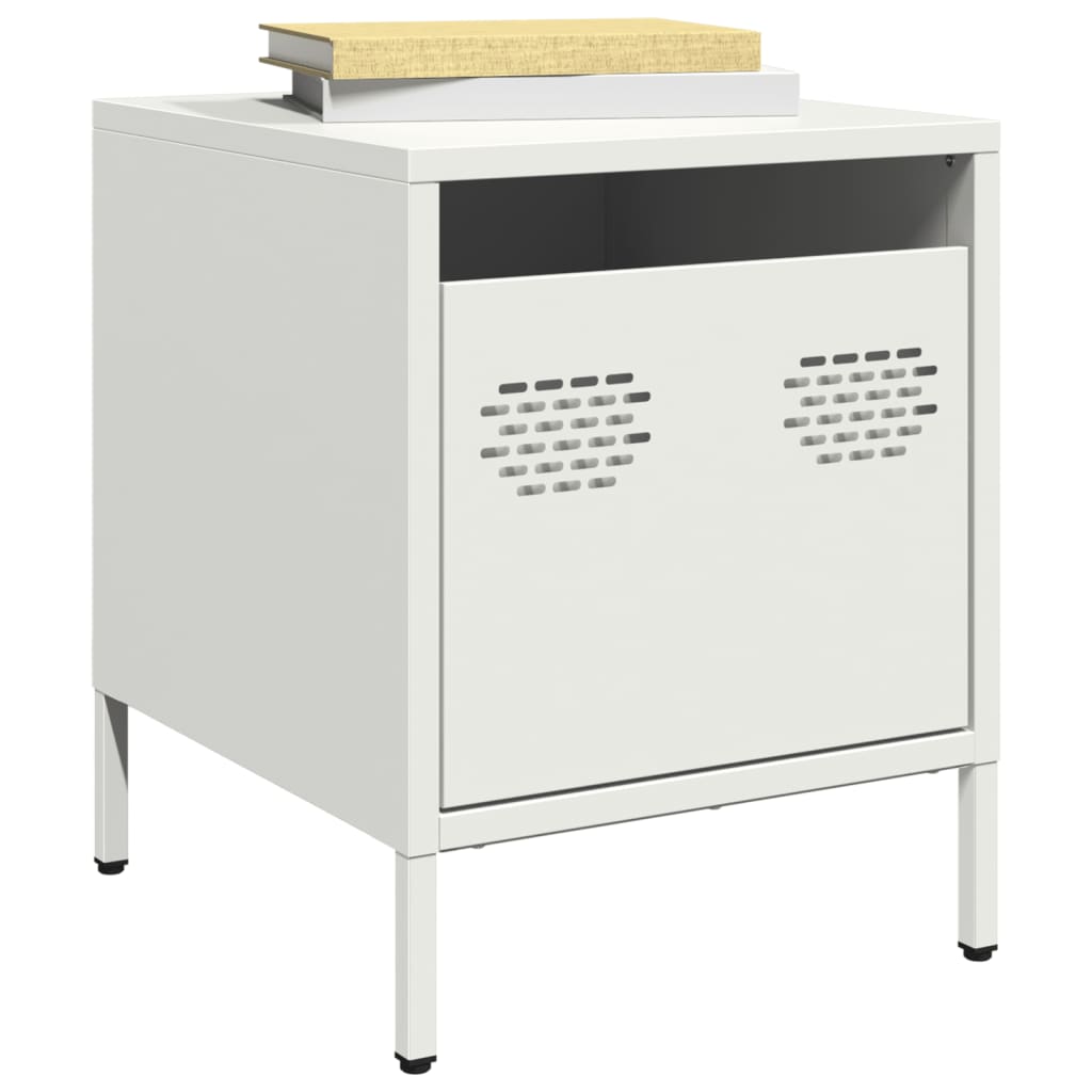 Bedside Cabinet White 35x39x43.5 cm Steel