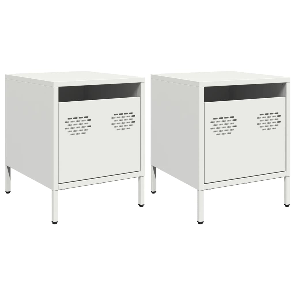 Bedside Cabinets 2 pcs White 35x39x43.5 cm Steel