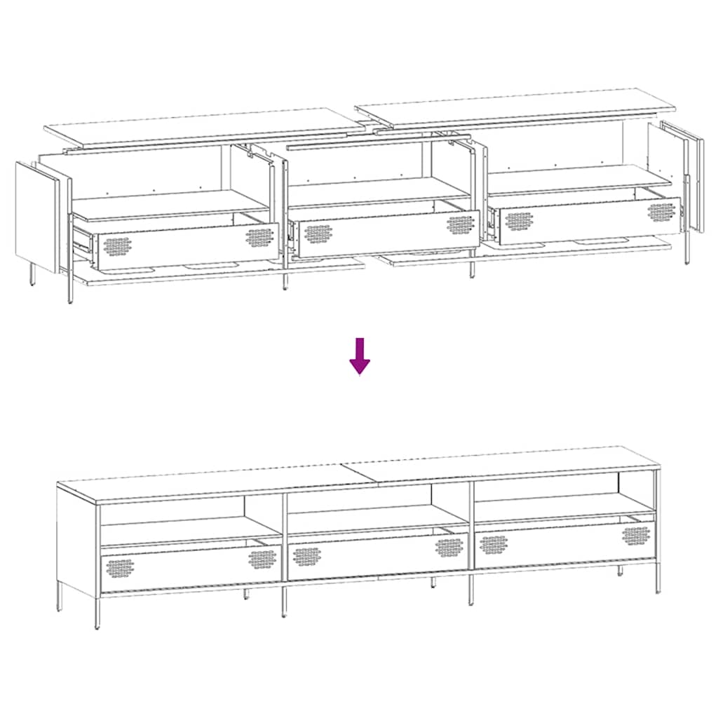 TV Cabinet Pink 202x39x43.5 cm Cold-rolled Steel