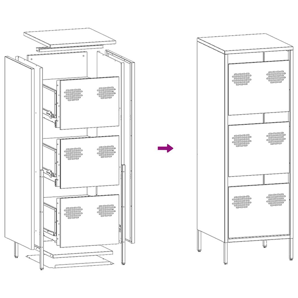 Highboard White 39x35x103.5 cm Steel
