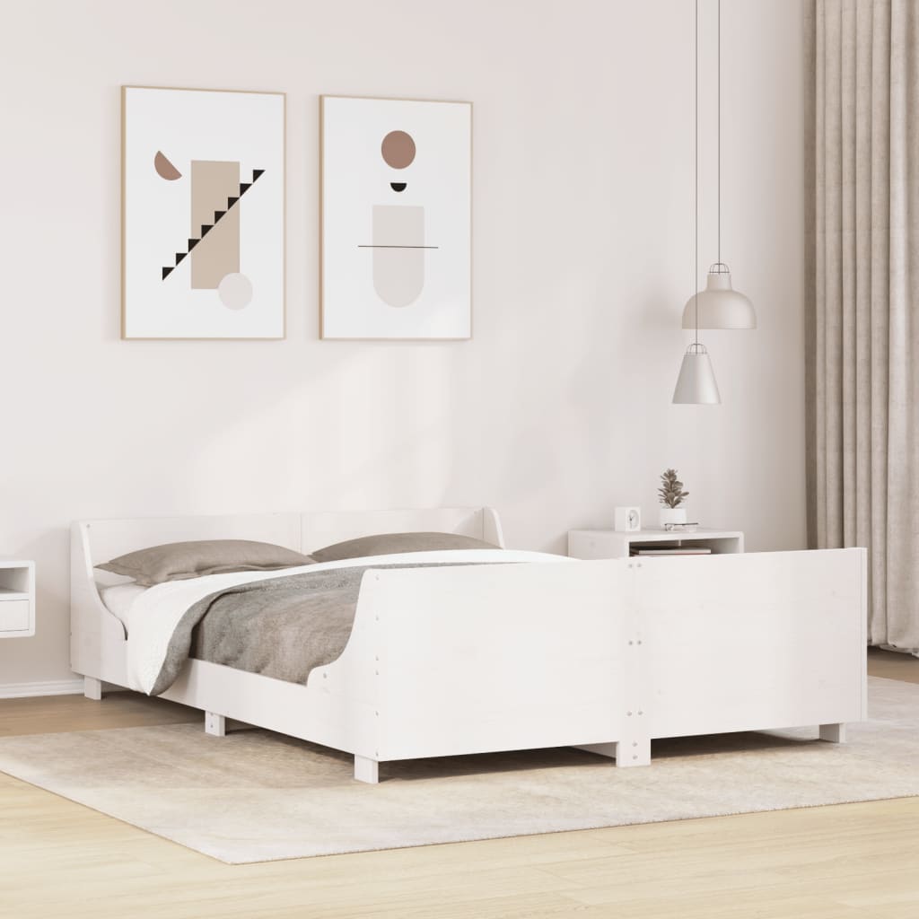 Bed Frame without Mattress White 160x200 cm Solid Wood Pine
