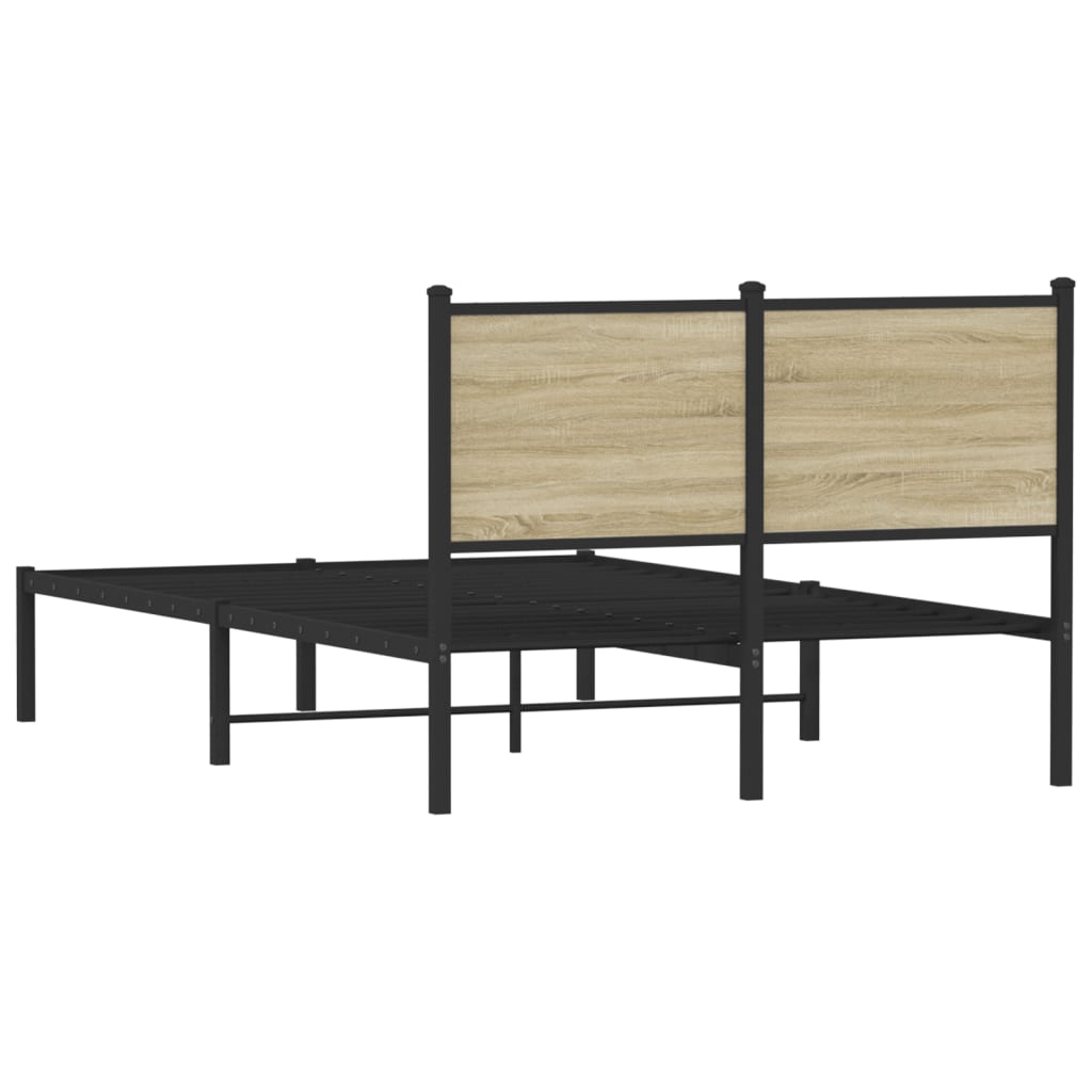Metal Bed Frame without Mattress Sonoma Oak 120x200 cm