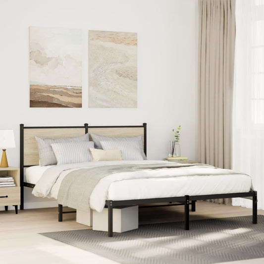 Metal Bed Frame without Mattress Sonoma Oak 140x190 cm