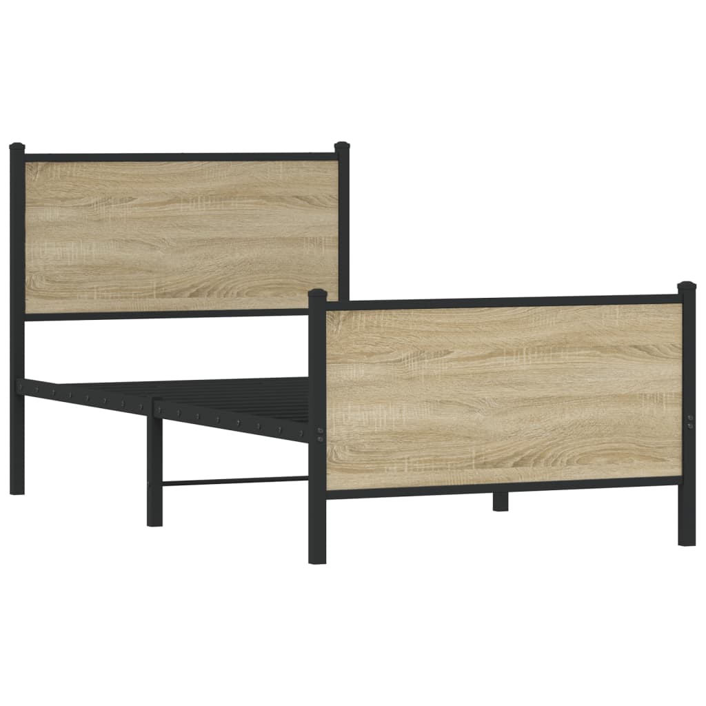 Metal Bed Frame without Mattress Sonoma Oak 80x200 cm
