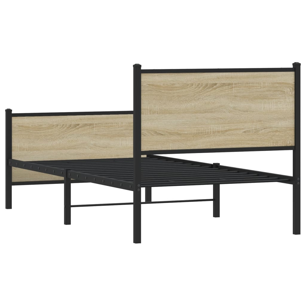 Metal Bed Frame without Mattress Sonoma Oak 80x200 cm