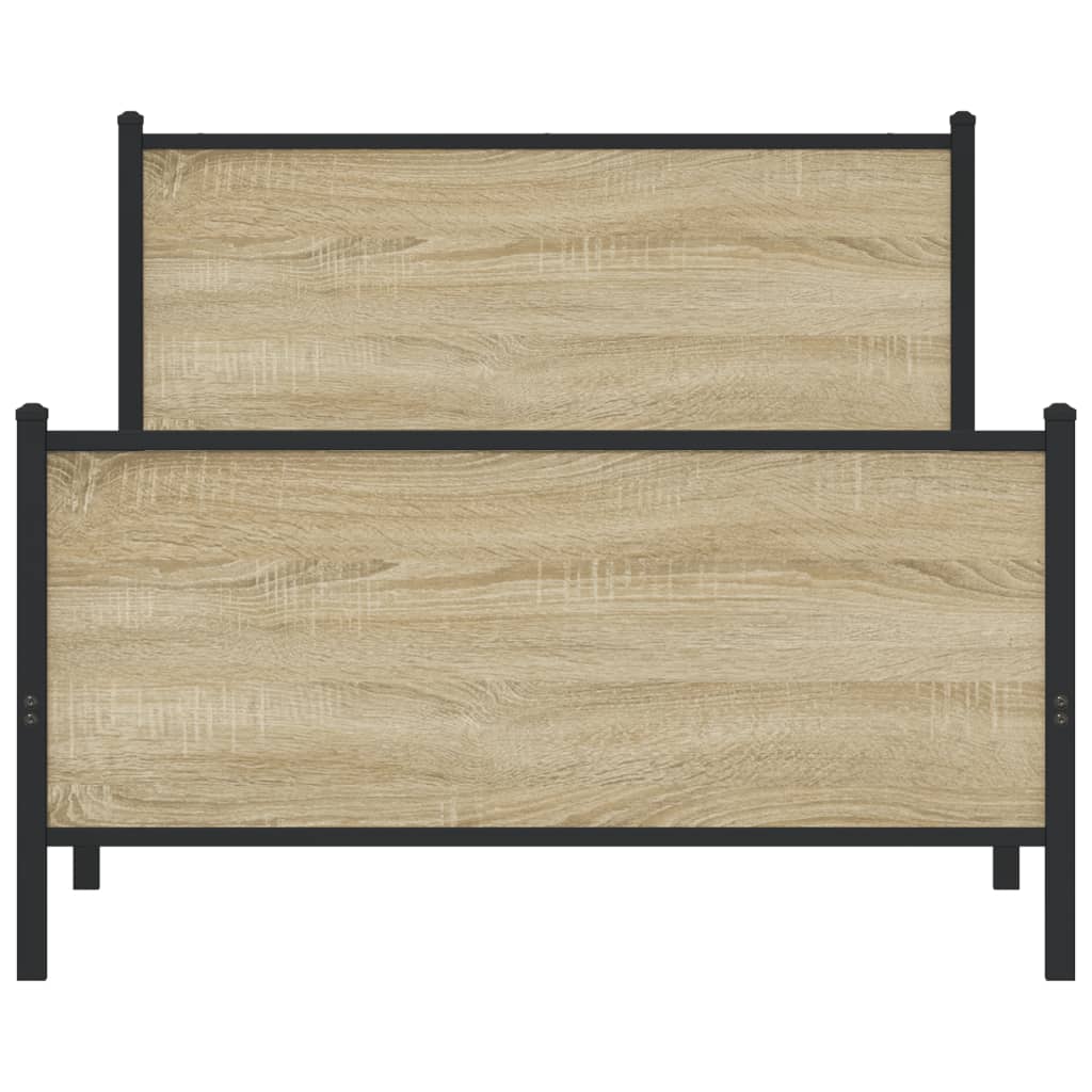 Metal Bed Frame without Mattress Sonoma Oak 100x190 cm