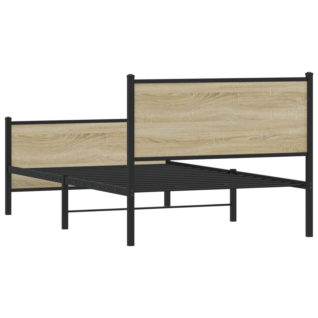 Metal Bed Frame without Mattress Sonoma Oak 100x190 cm