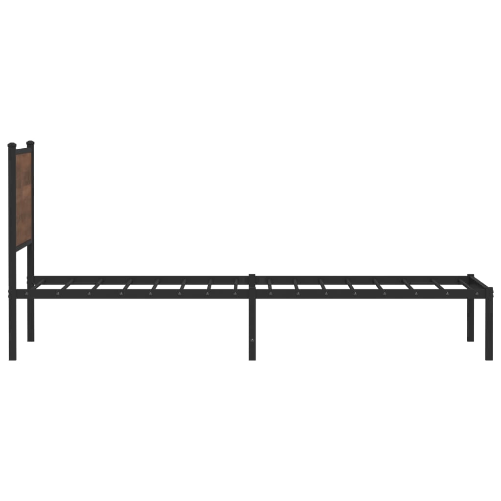 Metal Bed Frame without Mattress Brown Oak 107x203 cm
