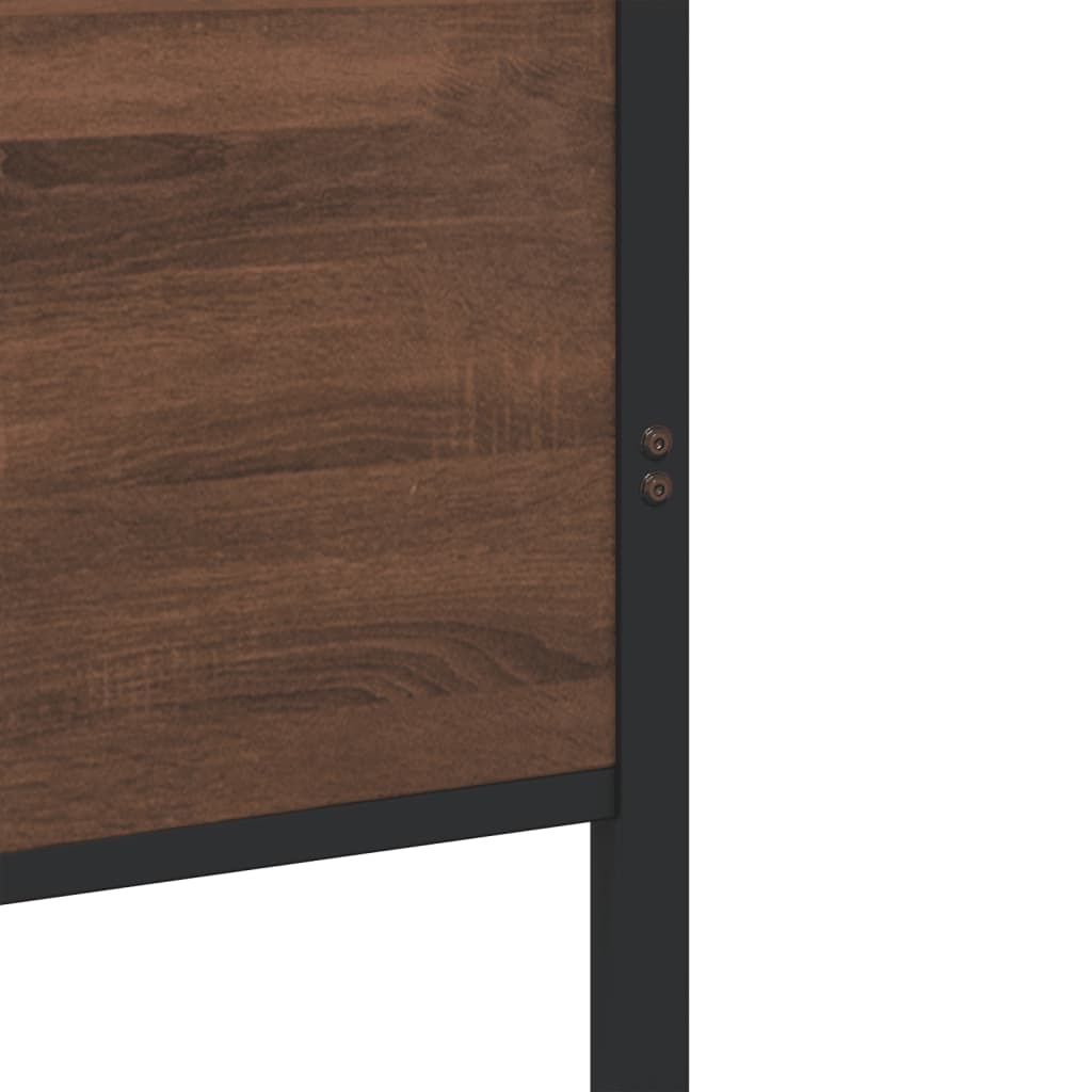 Metal Bed Frame without Mattress Brown Oak 90x200 cm