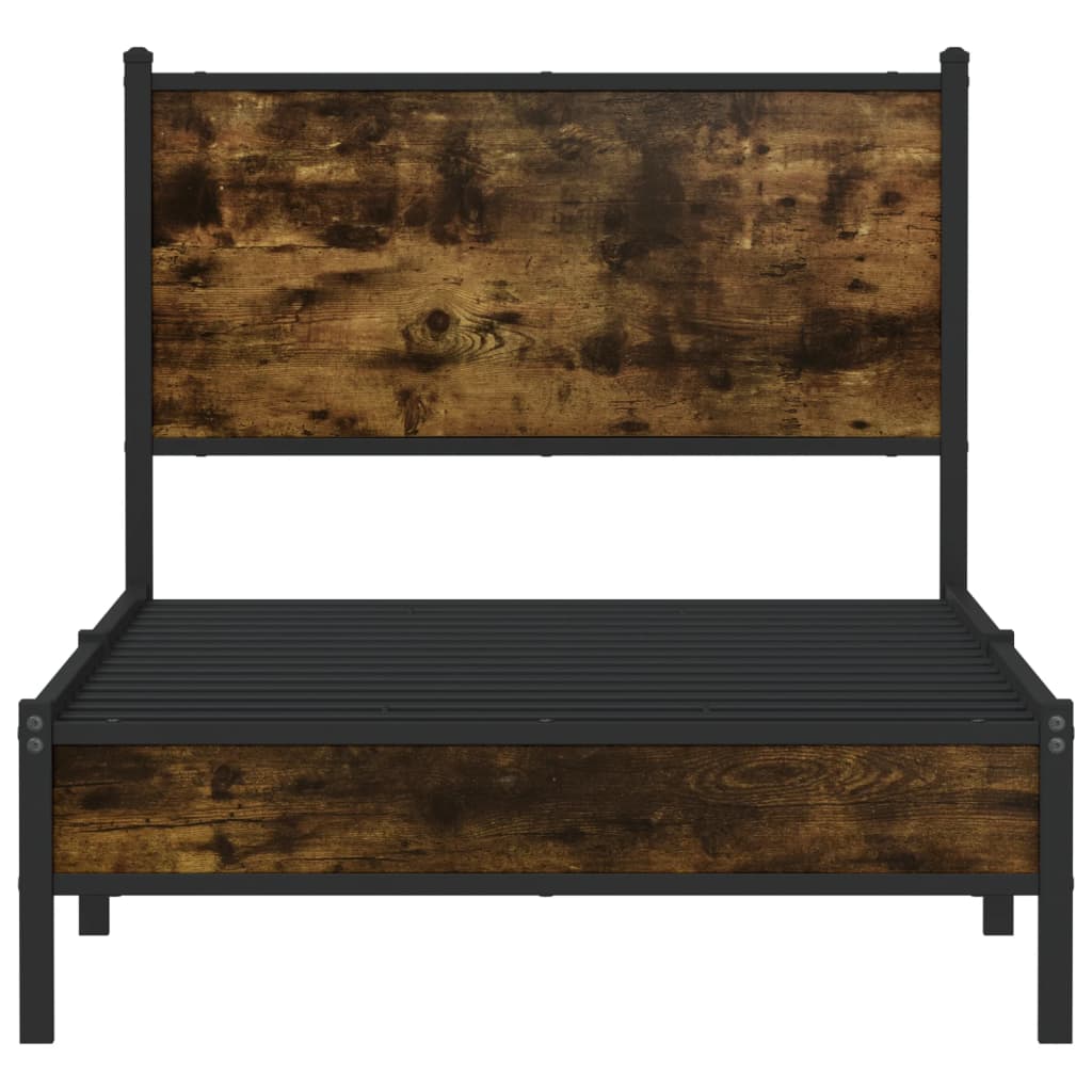 Metal Bed Frame without Mattress Smoked Oak 90x200 cm