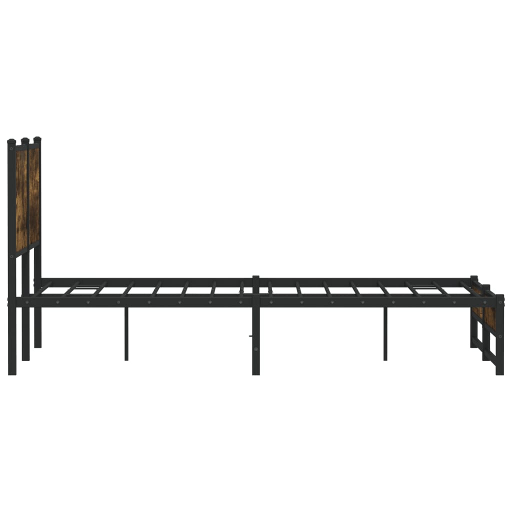 Metal Bed Frame without Mattress Smoked Oak 137x190 cm