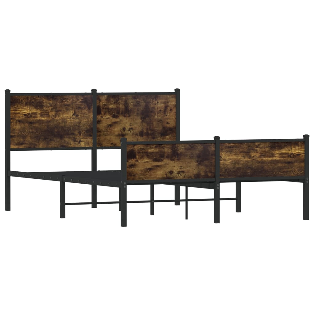 Metal Bed Frame without Mattress Smoked Oak 140x200 cm