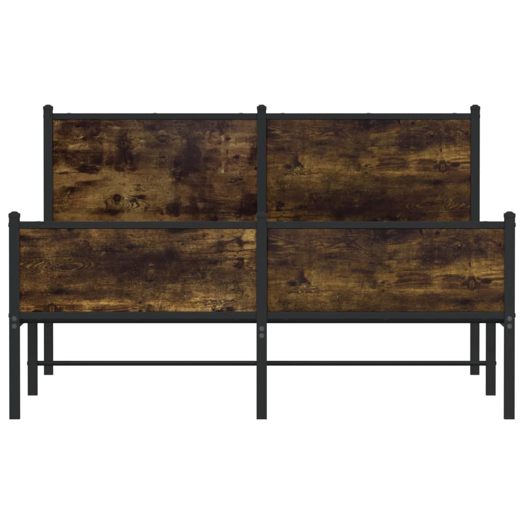 Metal Bed Frame without Mattress Smoked Oak 140x200 cm
