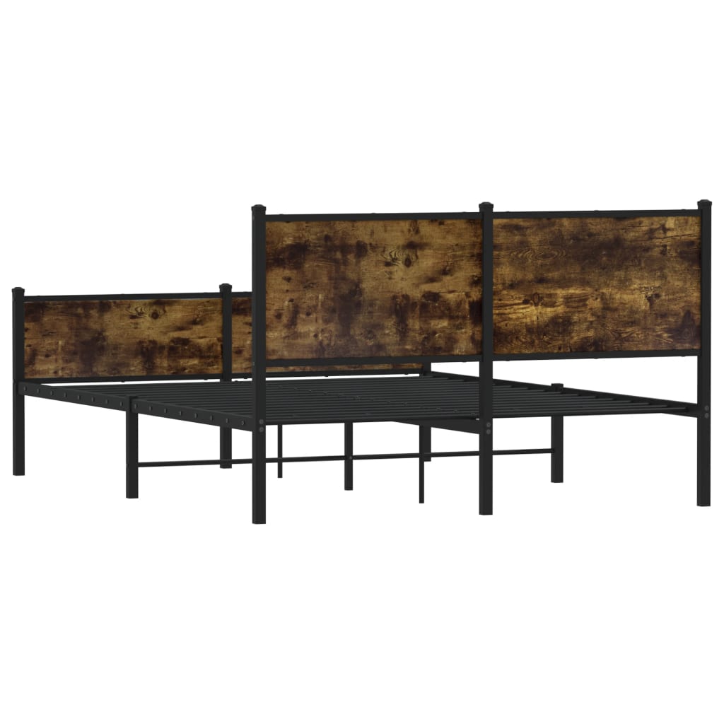Metal Bed Frame without Mattress Smoked Oak 140x200 cm
