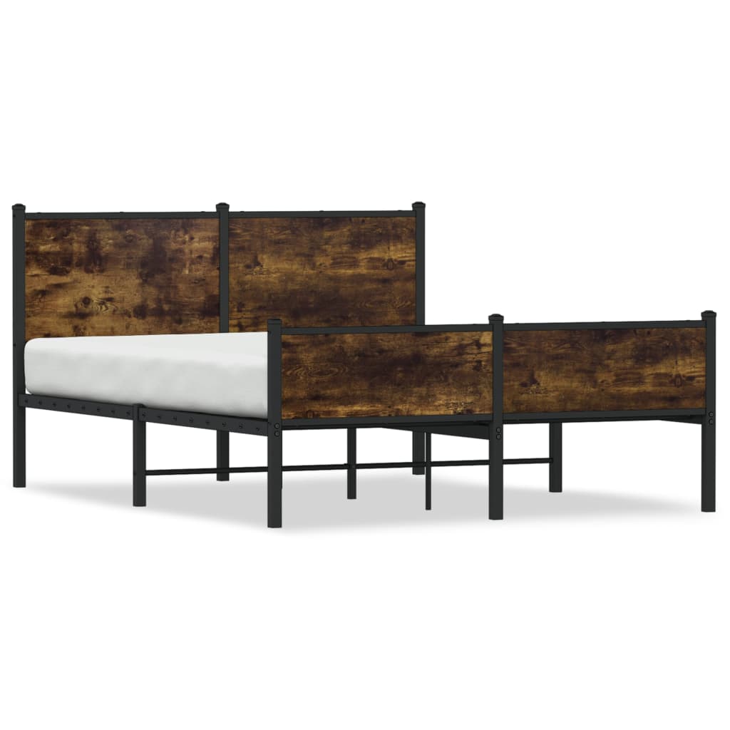 Metal Bed Frame without Mattress Smoked Oak 140x200 cm