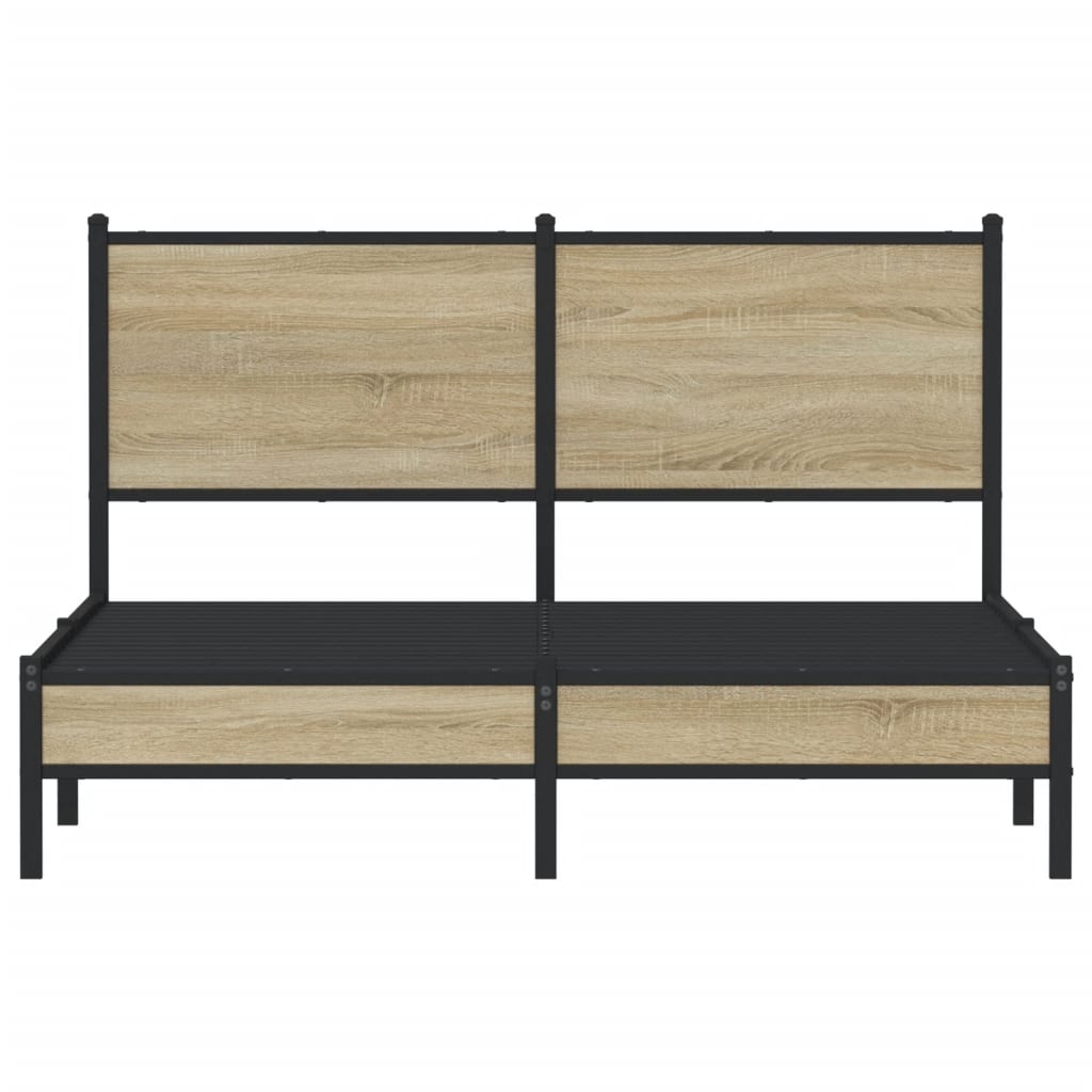 Metal Bed Frame without Mattress Sonoma Oak 137x190 cm