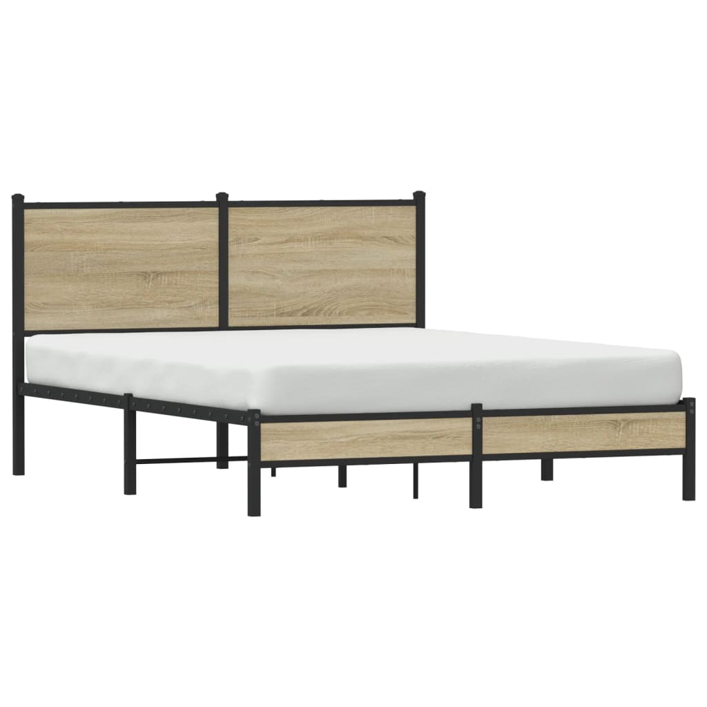 Metal Bed Frame without Mattress Sonoma Oak 150x200 cm King Size