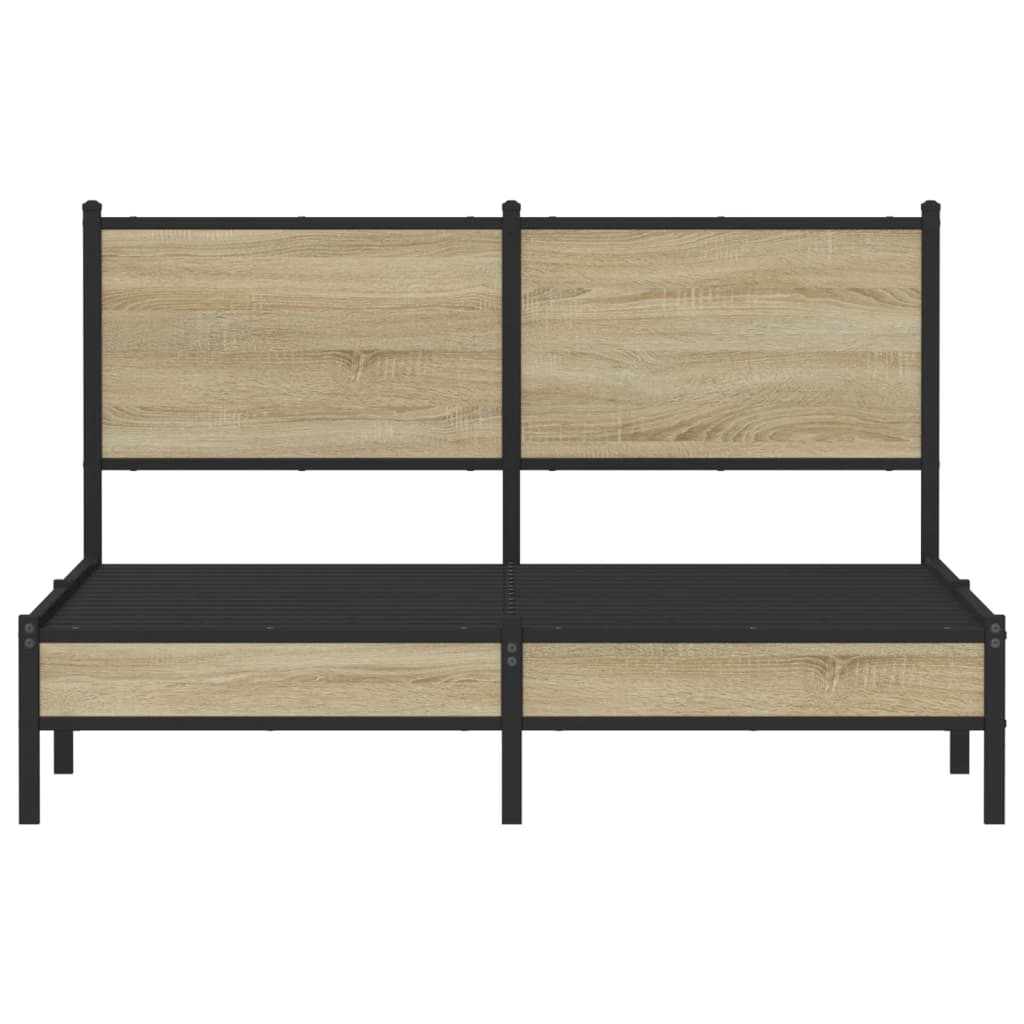 Metal Bed Frame without Mattress Sonoma Oak 150x200 cm King Size