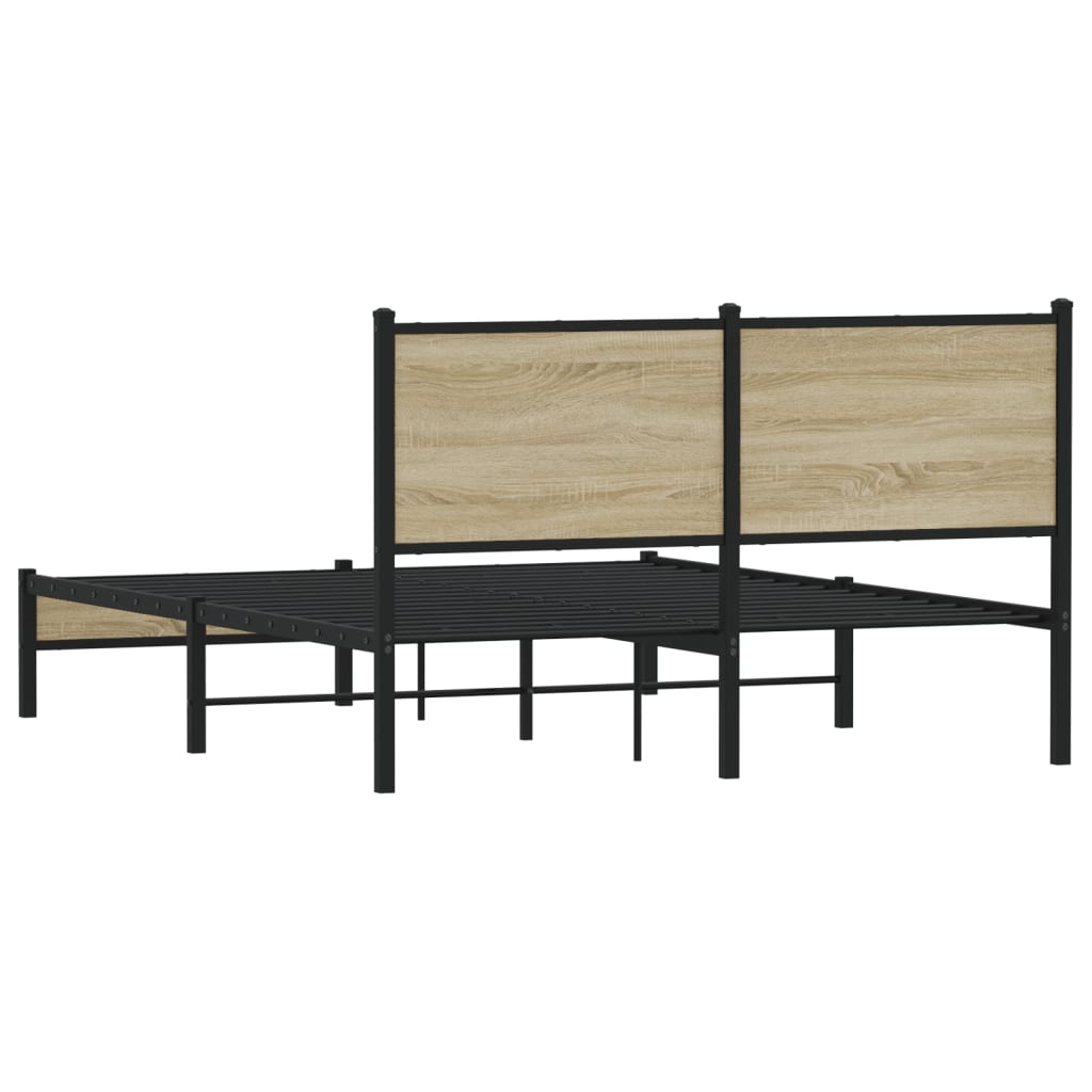 Metal Bed Frame without Mattress Sonoma Oak 150x200 cm King Size