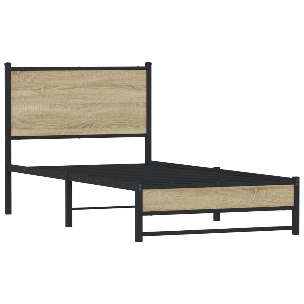 Metal Bed Frame without Mattress Sonoma Oak 80x200 cm