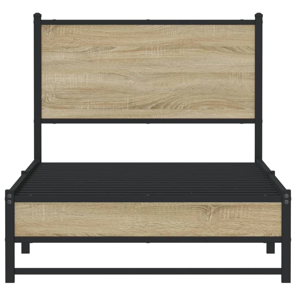 Metal Bed Frame without Mattress Sonoma Oak 80x200 cm