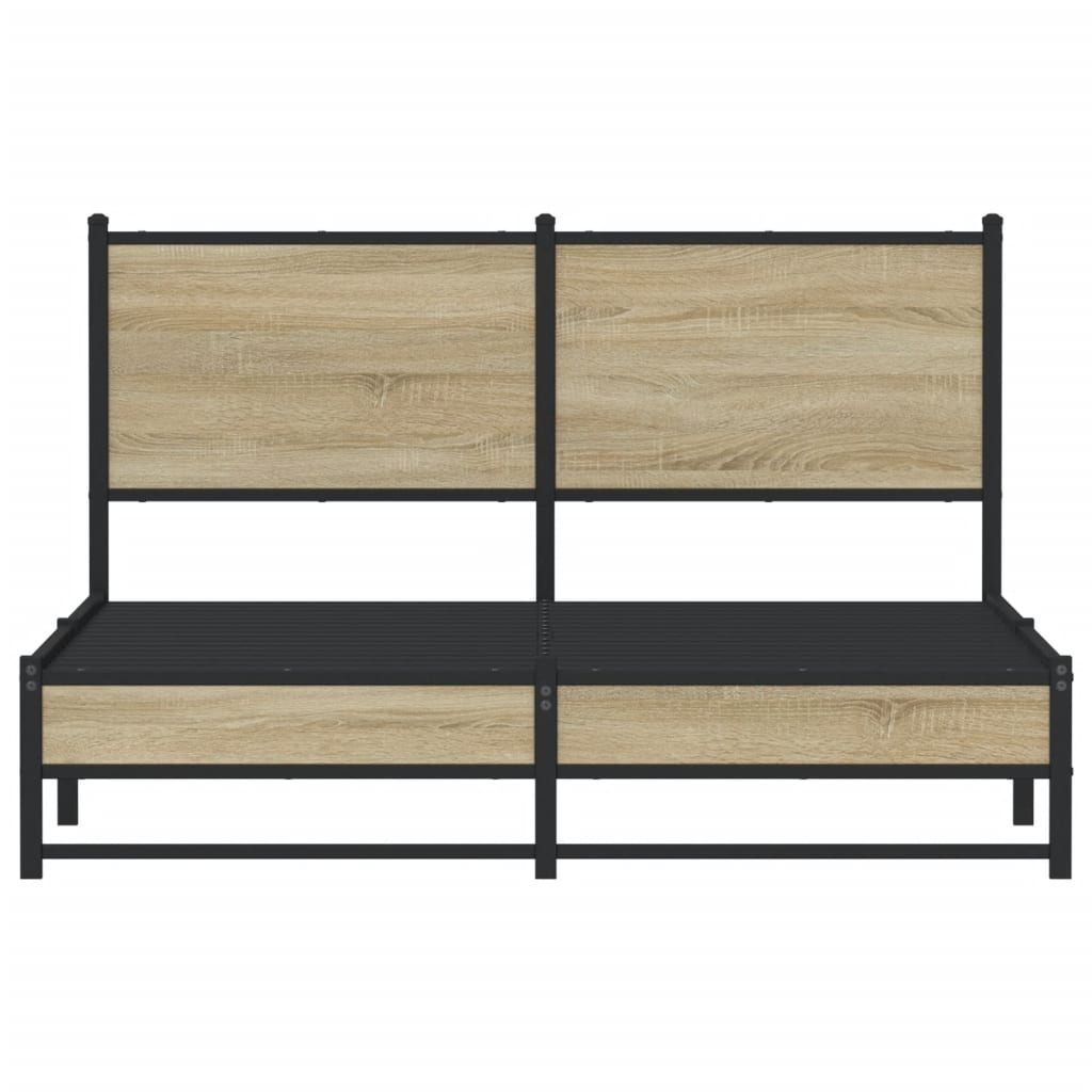 Metal Bed Frame without Mattress Sonoma Oak 137x190 cm