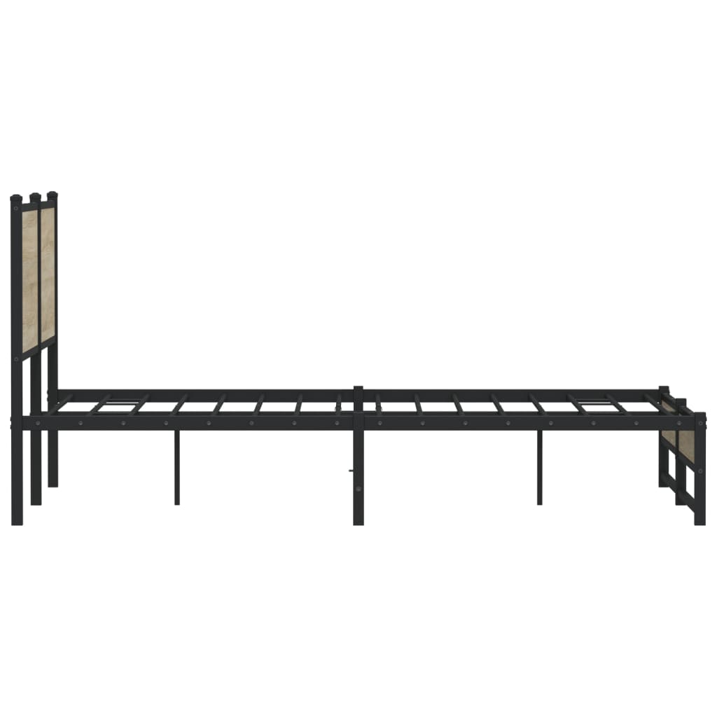 Metal Bed Frame without Mattress Sonoma Oak 137x190 cm