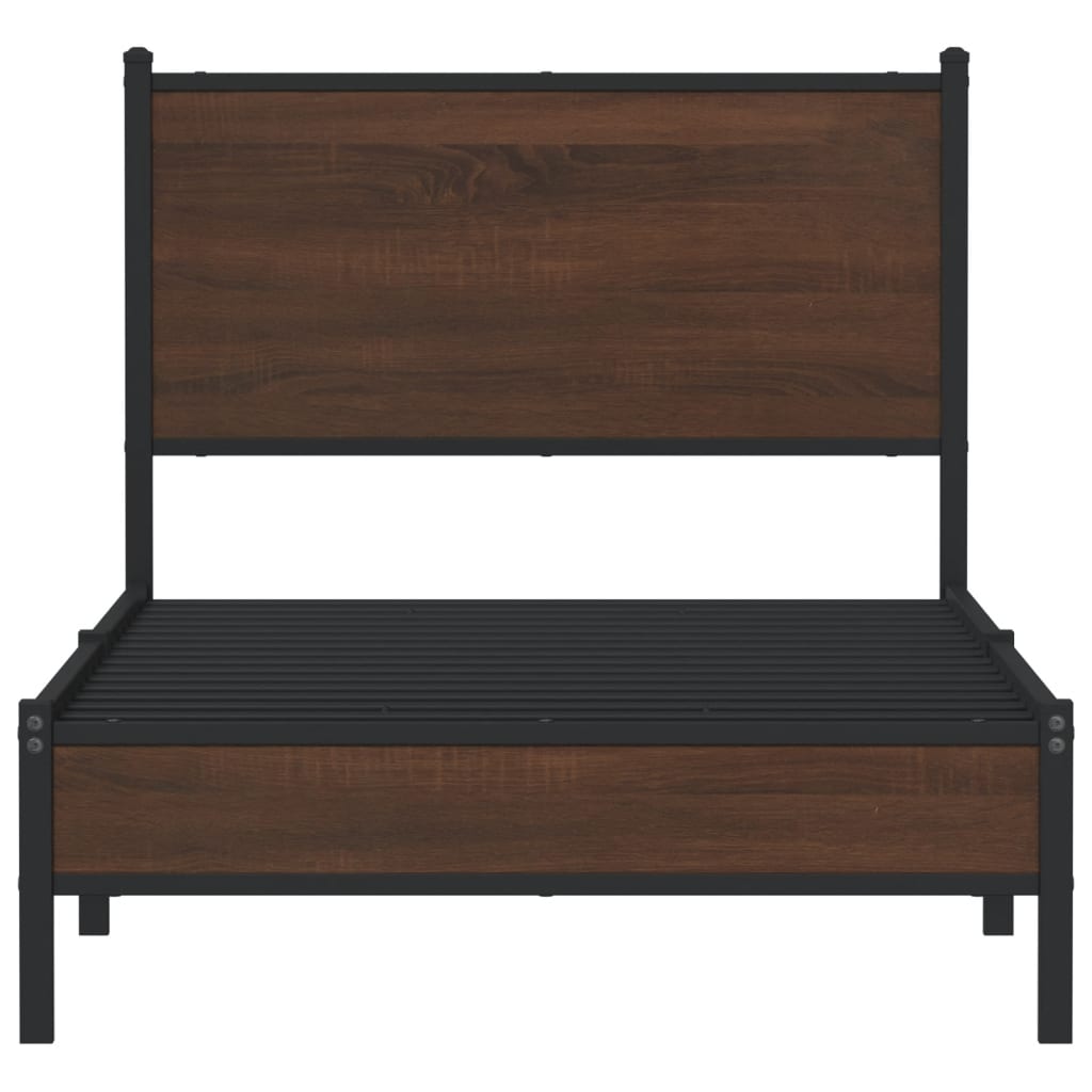 Metal Bed Frame without Mattress Brown Oak 80x200 cm