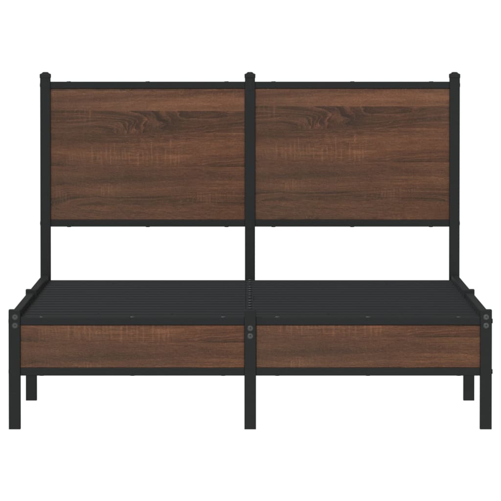 Metal Bed Frame without Mattress Brown Oak 120x200 cm
