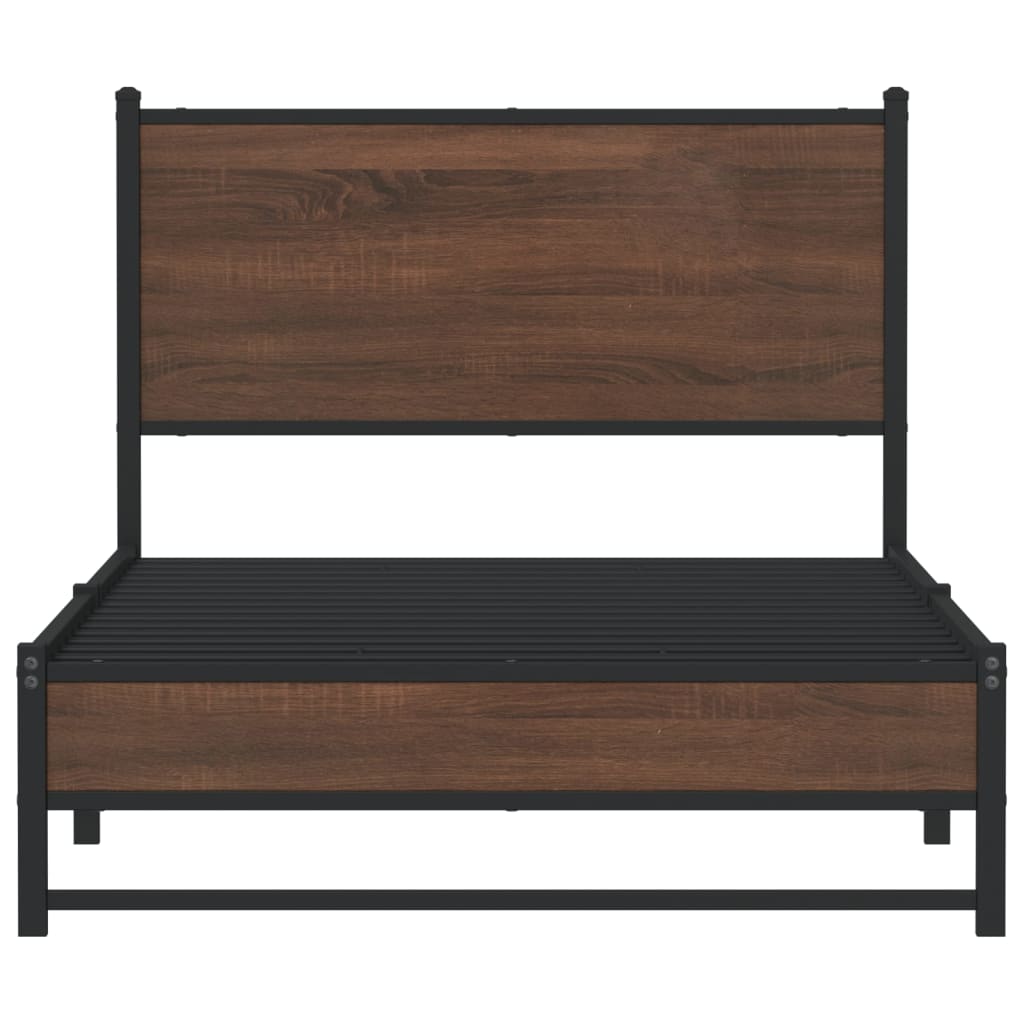 Metal Bed Frame without Mattress Brown Oak 100x200 cm