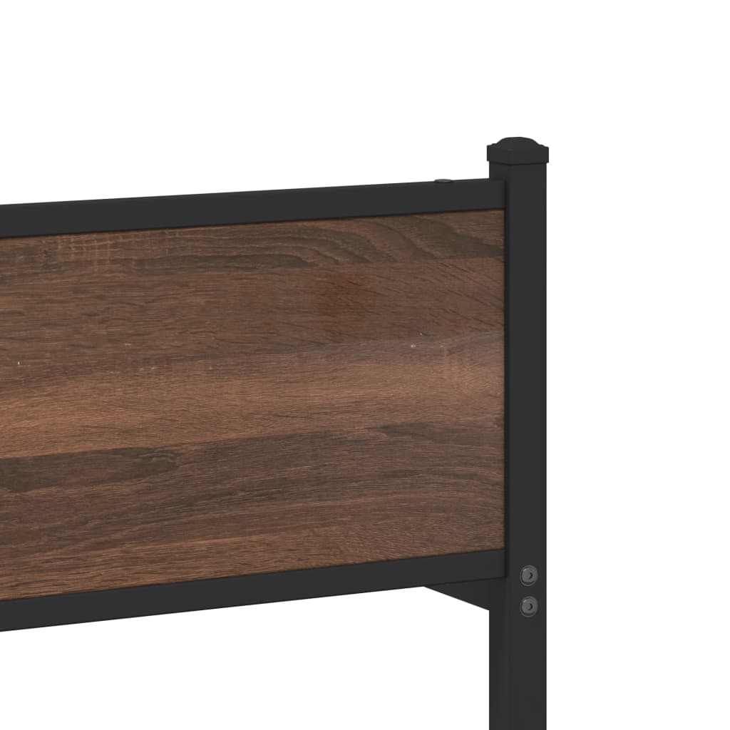 Metal Bed Frame without Mattress Brown Oak 90x200 cm