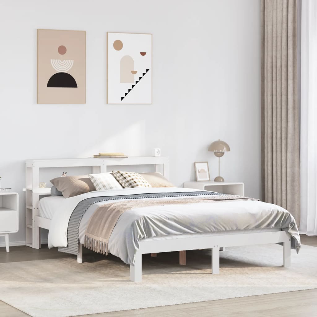 Bed Frame with Headboard without Mattress White 160x200 cm