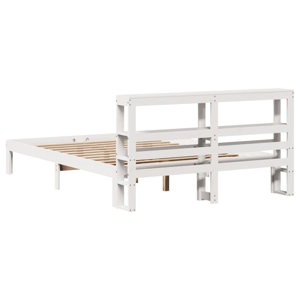 Bed Frame with Headboard without Mattress White 160x200 cm