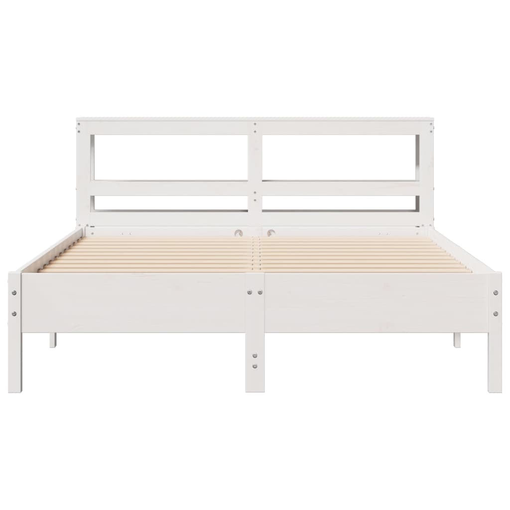 Bed Frame without Mattress White 150x200 cm King Size Solid Wood Pine