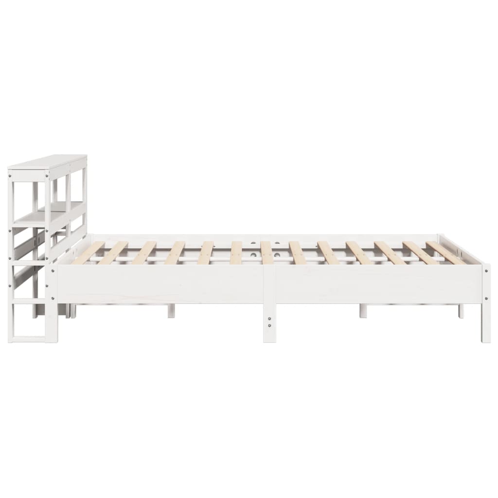 Bed Frame without Mattress White 150x200 cm King Size Solid Wood Pine