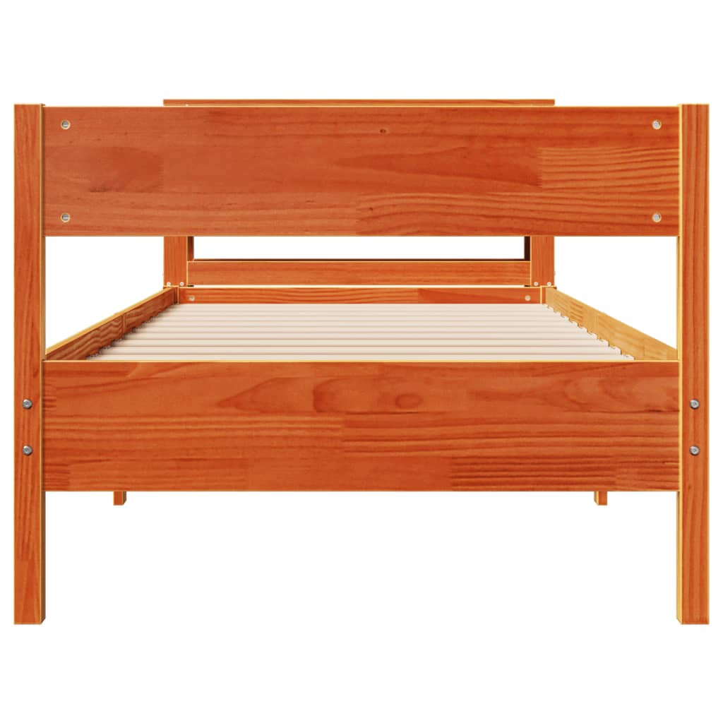 Bed Frame without Mattress Wax Brown 75x190 cm Small Single Solid Wood Pine