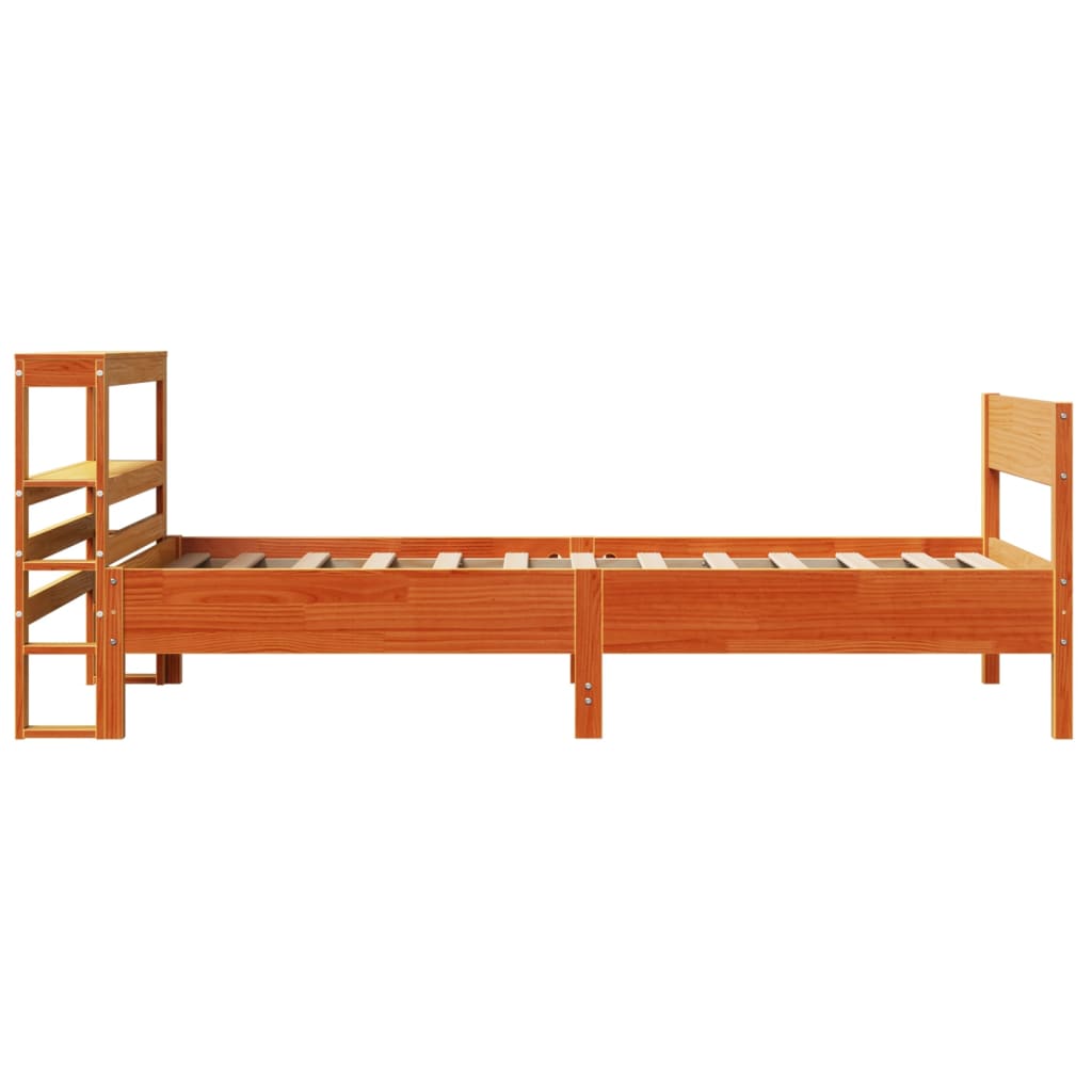 Bed Frame without Mattress Wax Brown 75x190 cm Small Single Solid Wood Pine