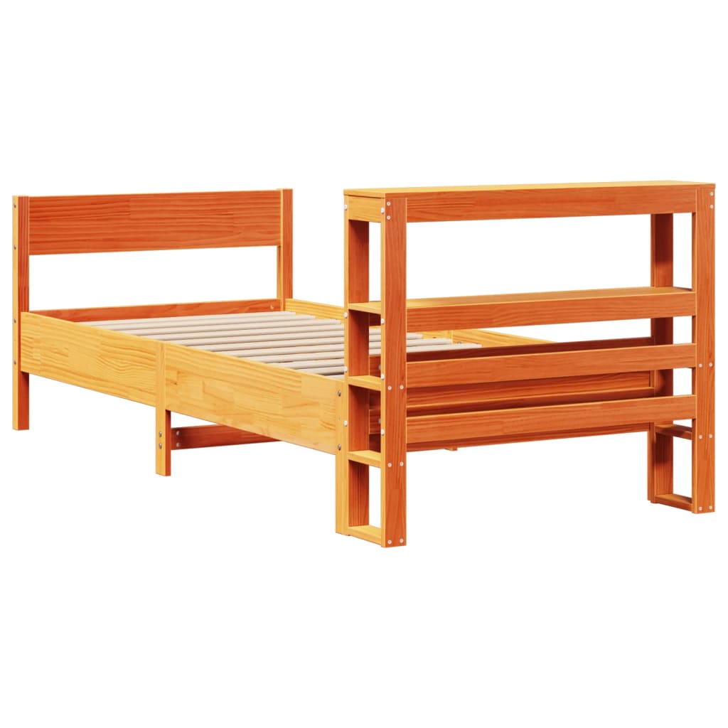 Bed Frame without Mattress Wax Brown 75x190 cm Small Single Solid Wood Pine