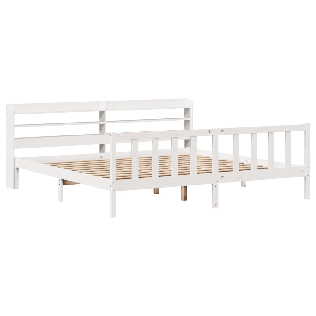 Bed Frame without Mattress White 200x200 cm Solid Wood Pine